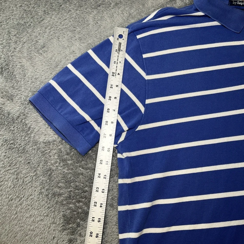 VTG Polo Ralph Lauren Shirt Men's XL Blue White Stripe Short Sleeve 90s
